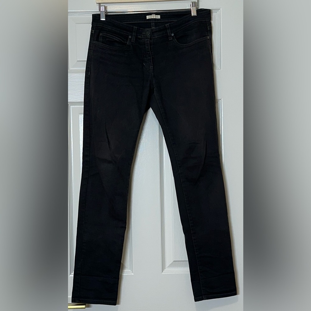 Eileen Fisher Organic Cotton Jeans Black Size 8 Stretch Straight Leg 5 pockets